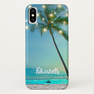 Funda Para iPhone X Luces hawaianas tropicales elegantes de las palmas