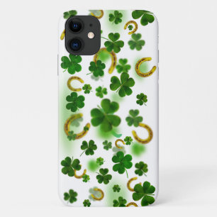 Funda Para iPhone 11 Lucky Four Leaf Clover Gold Horseshoe Trendy