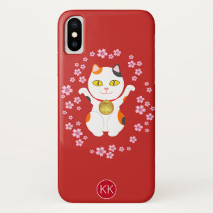 Funda Para iPhone X Lucky Maneki-Neko Beckoning Cat Con Monograma