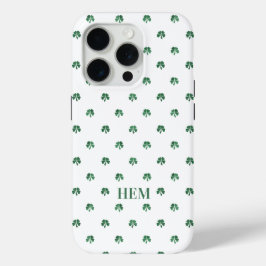 Funda Para iPhone 15 Pro Lucky Shot Monogramado Irlandés Four Leaf Clovers