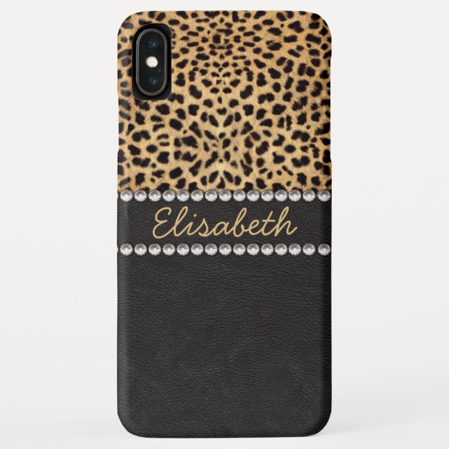 Funda De Case-Mate Para iPhone Lugar de leopardo con diamantes de strass personal (Reverso)