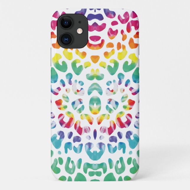 Funda De Case-Mate Para iPhone Lugares de leopardo del arcoiris (Reverso)