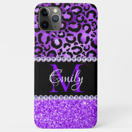 Funda Para iPhone 14 De Case-Mate Lugares de leopardo negro y violeta glam monograma