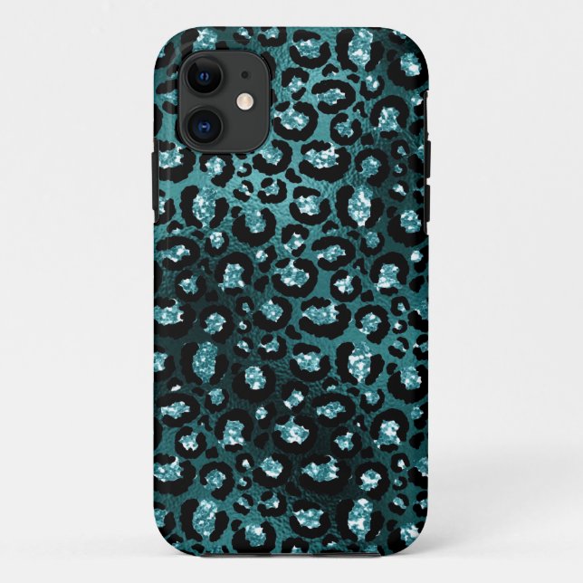 Funda De Case-Mate Para iPhone Lugares verde azulados de leopardo de los Purpurin (Reverso)