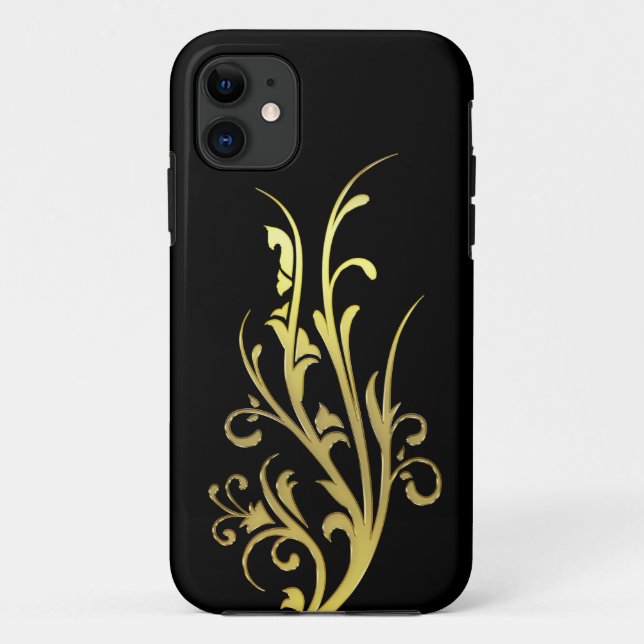 Funda De Case-Mate Para iPhone Lujo abstracto flor de oro falso (Reverso)
