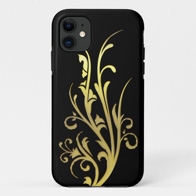 Funda De Case-Mate Para iPhone Lujo abstracto flor de oro falso (Reverso)