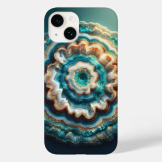 Funda Para iPhone 14 De Case-Mate Lujo Geoda 3D Agata Cortada Druzy Teal y Oro C