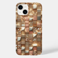 Lujo Mosaico Geométrico 3D de Oro Rosa y Diamante