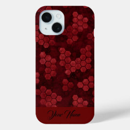 Funda Para iPhone 15 Lujo Red Black Hexagon Tu Nombre Resumen Magic
