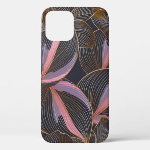 Funda Para iPhone 12 Lujoso fondo floral sin fisuras dorado con trop
