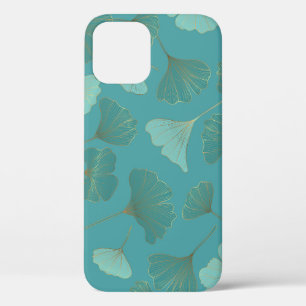 Funda Para iPhone 12 Lujoso Ginkgo de oro, papel pintado.