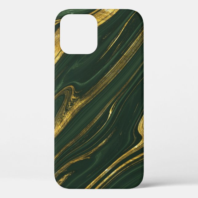 Funda De Case-Mate Para iPhone Lujoso Onyx Verde: Mármol Dorado. (Reverso )