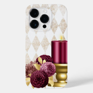Funda Para iPhone 14 Pro De Case-Mate Lujosos amantes del oro y de las velas de Borgoña