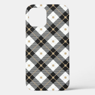 Funda Para iPhone 12 Pro Lumberjack Negro Cuadro Blanco Patrón
