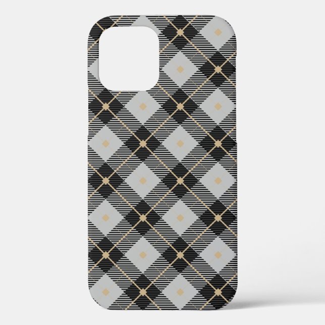Funda De Case-Mate Para iPhone Lumberjack Patrón de plástico gris negro (Reverso )