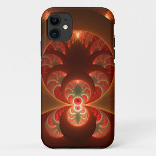 Funda Para iPhone 11 Luminoso abstracto moderno fractal naranja rojo