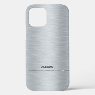 Funda Para iPhone 12 Pro Luminoso aspecto metálico de aluminio plateado bri