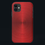 Funda Para iPhone 11 Luminoso diseño de acero inoxidable metálico rojo<br><div class="desc">Brillante diseño de acero inoxidable metálico rojo. Personalizable y monograma opcional. Esta es una imagen de fondo metálico</div>