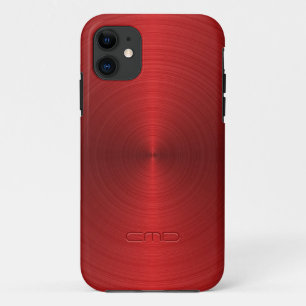 Funda Para iPhone 11 Luminoso diseño de acero inoxidable metálico rojo