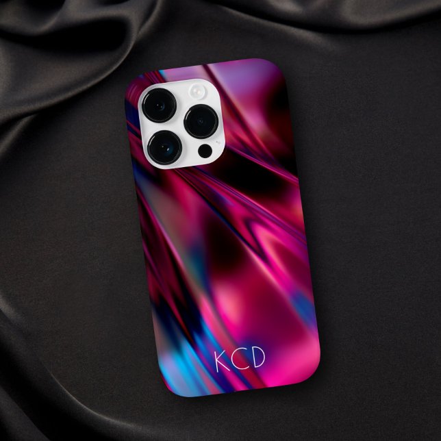 Funda De Case-Mate Para iPhone Luminoso líquido Metalizado Monocromo rosa con nom (Subido por el creador)