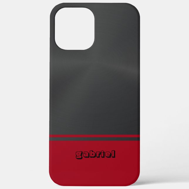 Funda De Case-Mate Para iPhone Luminoso negro metálico y rojo (Reverso )