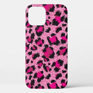 Funda Para iPhone 12 Luminoso y lujoso patrón de leopardo rosa.
