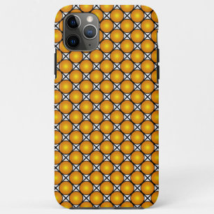 Funda Para iPhone 11 Pro Max Luminosos puntos dorados patrón de rejilla negra y