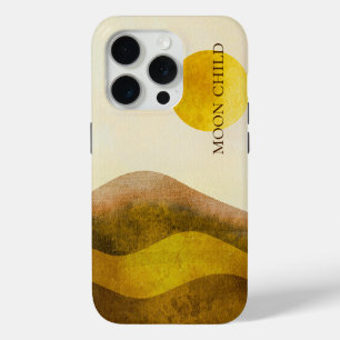 Funda Para iPhone 15 Pro Luna amarilla sobre tierra amarilla, niño de la lu