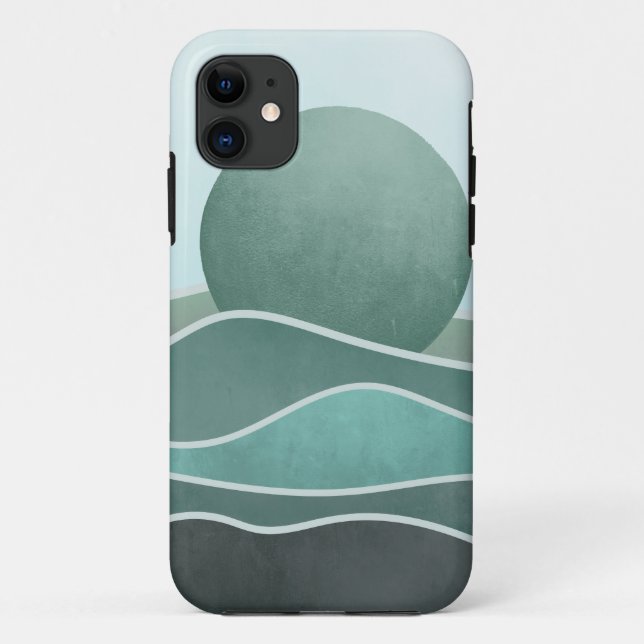 Funda De Case-Mate Para iPhone Luna Azul Boho sobre montañas azules (Reverso)