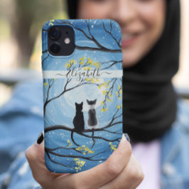 Funda Para iPhone 11 Luna caprichosa con gatos Añadir nombre
