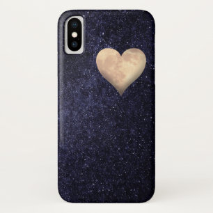 Funda Para iPhone X Luna con forma de corazón en el cielo estrellado d