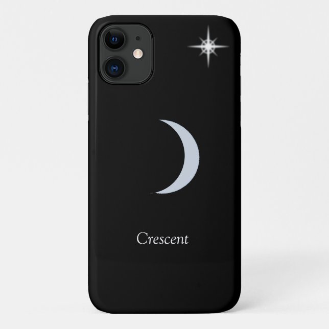 Funda De Case-Mate Para iPhone Luna creciente, caligrafía y estrella en negro (Reverso)