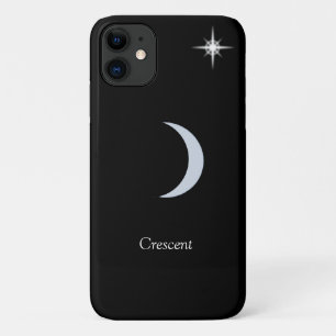 Funda Para iPhone 11 Luna creciente, caligrafía y estrella sobre negro