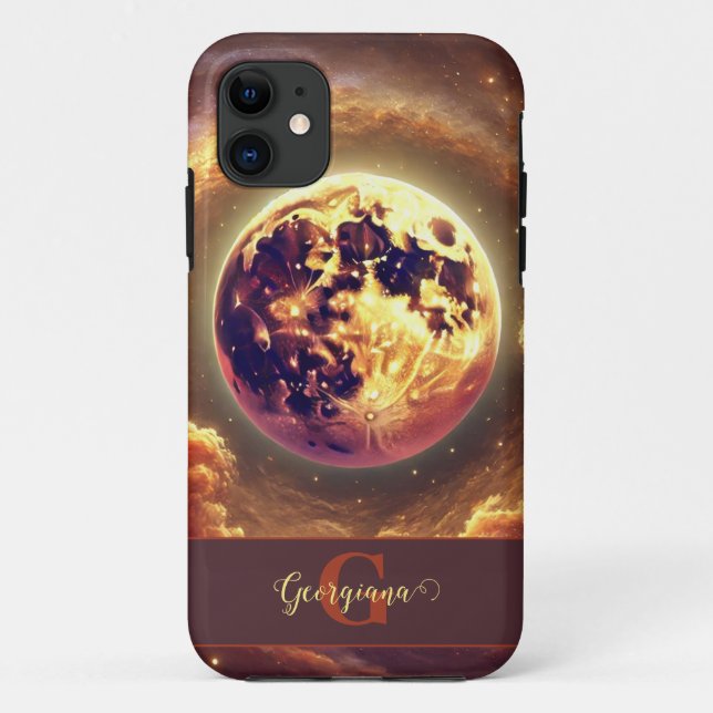 Funda De Case-Mate Para iPhone Luna de la Galaxia otoñal personalizada (Reverso)