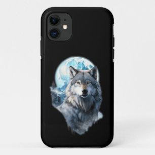 Funda Para iPhone 11 Luna de Lobo Gráfico Aullando ,Bajo Noche de Luna