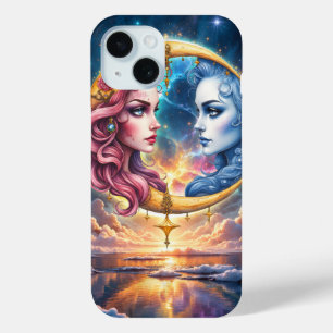 Funda Para iPhone 15 Luna del Equilibrio Eterno – Almas de Fuego y Agua
