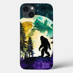 Funda Para iPhone 13 Luna llena Sasquatch en la montaña