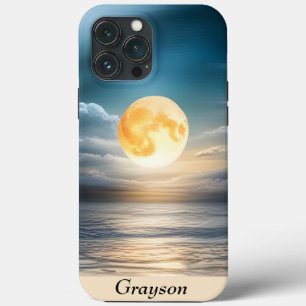 Funda Para iPhone 13 Pro Max Luna llena sobre el océano