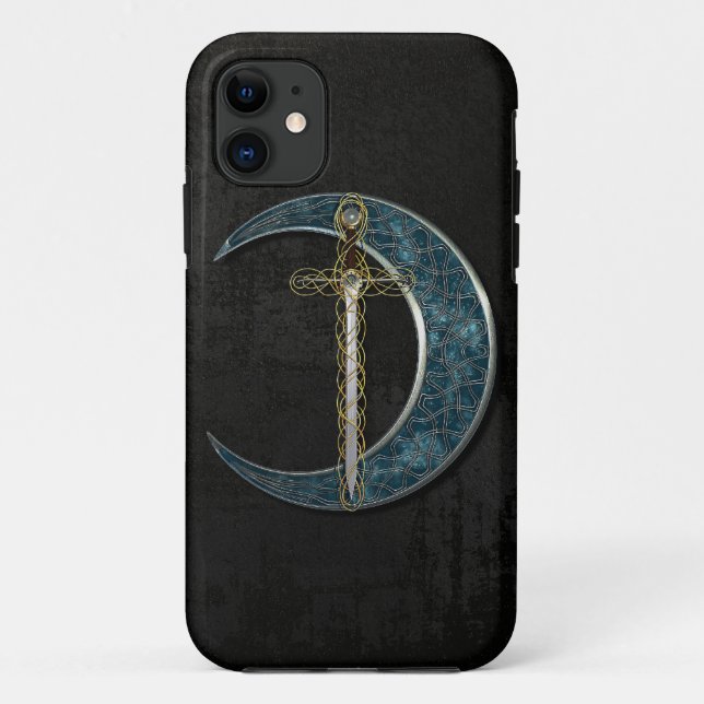 Funda De Case-Mate Para iPhone Luna y espada célticas (Reverso)