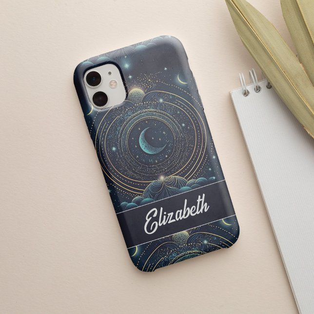 Funda De Case-Mate Para iPhone Luna Y Estrellas De Creciente Magia Personalizada (Subido por el creador)