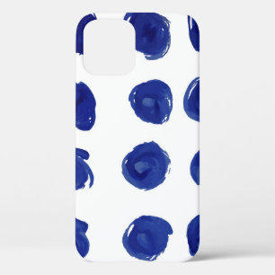 Funda Para iPhone 12 Lunares, acuarela azul añil.
