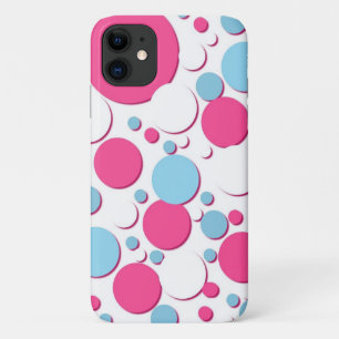 Funda Para iPhone 11 Lunares azules rosados y blancos