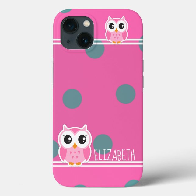 Funda De Case-Mate Para iPhone Lunares de búho lindo (Reverso )