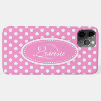 Funda Para iPhone 11 Pro Max Lunares de nombre suave rosa