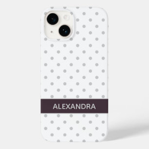 Funda Para iPhone 14 De Case-Mate Lunares grises con banda de ciruela polvorienta pú