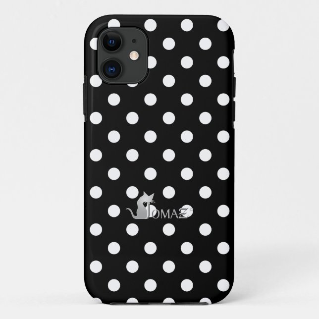 Funda De Case-Mate Para iPhone Lunares negros lisos (Reverso)