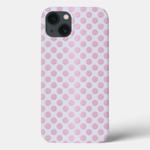 Funda Para iPhone 13 Lunares rosados sobre blanco plateado