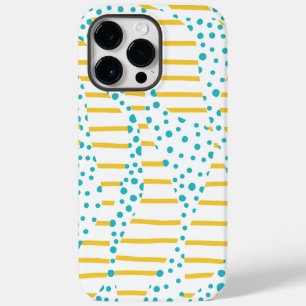 Funda Para iPhone 14 Pro Max De Case-Mate Lunares y Rayas 2 en Turquesa, Amarillo y Blanco