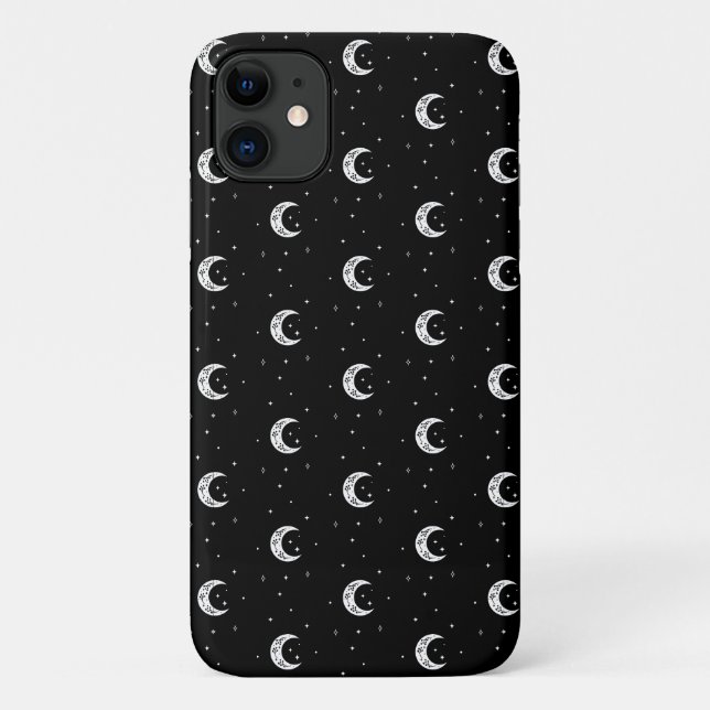 Funda De Case-Mate Para iPhone Lunas y estrellas blancas y negras (Reverso)
