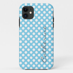 Funda Para iPhone 11 Lunático, puntos clásicos aqua azul personalizados